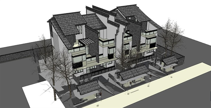 精品徽派別墅住宅建筑SU模型